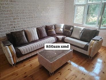 kamod modelleri: 1.Künc divan dəstləri - Model: L-formalı künc divan + puf/oturacaq - — 2