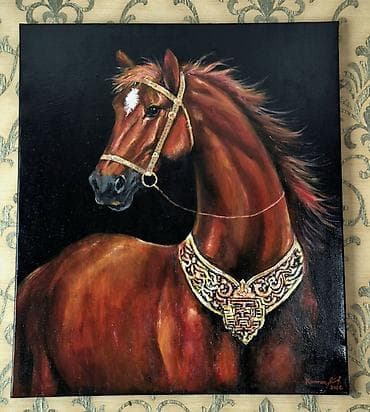 rum reqemli divar saatlari: Əsərin adı: At portreti – orijinal yağlı boya tablo Təsvir: - Qəhvəyi — 1