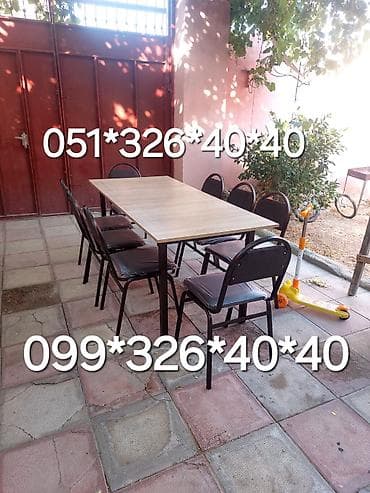 stolustu sufreler: Qonaq otağı üçün, Yeni, Açılmayan, Dördbucaq masa, 8 stul — 5