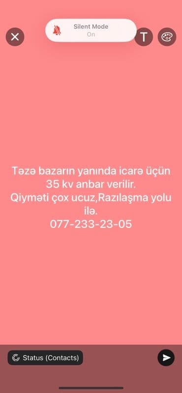 аренда помещений для ресторана: Təzə bazarın yaxınlığında yerləşən 35 kvadratmetr sahəsi olan anbar — 1