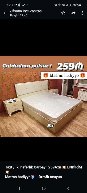 dosekler: *Taxt / İki nəfərlik Çarpayı 259Azn 💥 ENDİRİM💥* *Matras hədiyyə🎁* — 1