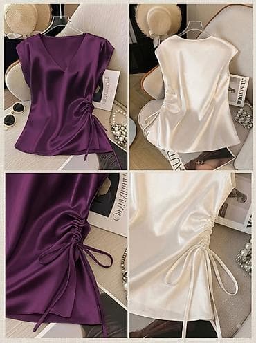 Ölçü: XXL (44-46) Stil: V-yaxa, böyrü büzməli və ipli model Material