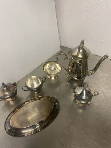 servis qab: Qəhvə dəsti, rəng - Gümüşü, Metal — 2