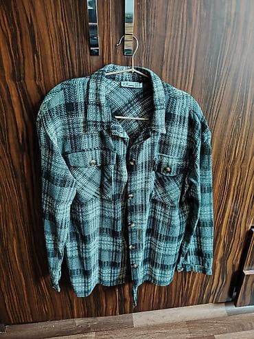 Flanel köynək-kurtka (overshirt) – boz, qara və ağ tonlarda dama