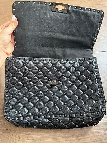 christian dior sumka: Qara dəri əl çantası – pərçimli dizayn — 2