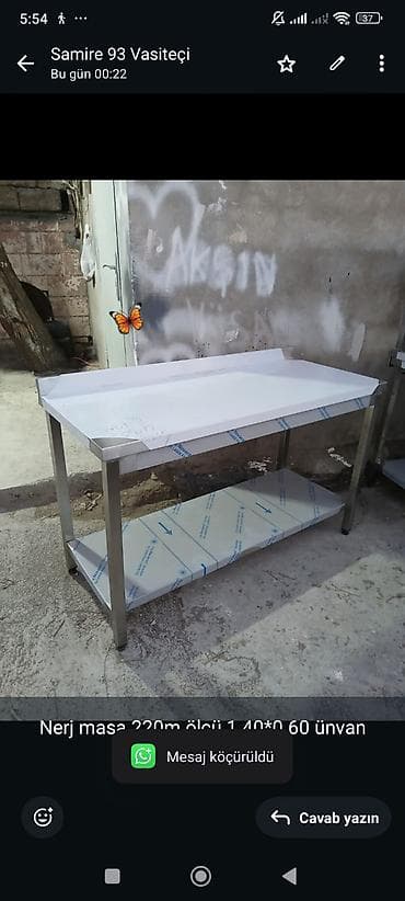İstehsal avadanlığı: Nerj masa 220m ölçü 1.40*0.60 ünvan 28may. SAMİRƏ — 1