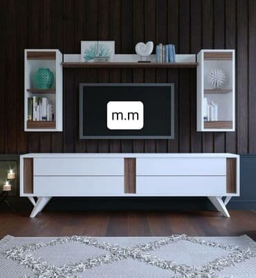 установка мебели: Новый, Прямой ТВ стенд, С полками, Ламинат, Азербайджан — 1