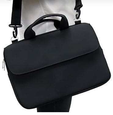 notebook cantasi: Ölçü:15-15,9 inç Rəng: Qara Daşıma: Əl tutacağı, Çiyin kəməri Bağlama — 2