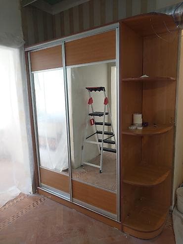 skaf dolab: 2 qapılı, Güzgülü, Qəhvəyi, Taxta, Kupe, Düz dolab — 1