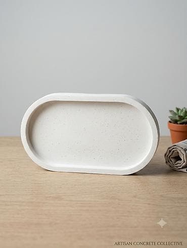 saat masaustu: Minimalist gips oval tray - Material: yüksək keyfiyyətli tökmə gips — 1