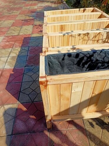 Gübrələr: Dibçəklər hər ölçüdə kafe Ağacdan dekorativ uzun formalı dibçək/qutu — 6