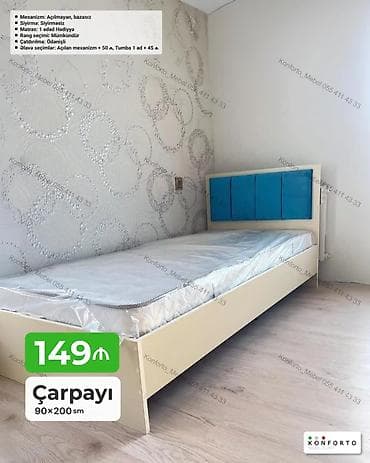 Mebel: Çarpayı – 90×200 sm - Mexanizm: Açılmayan, bazasız - Sıyırma — 1