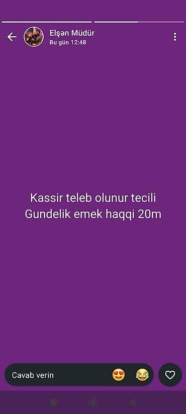evde operator vakansiya: Kassir tələb olunur, Gündəlik ödəniş — 1