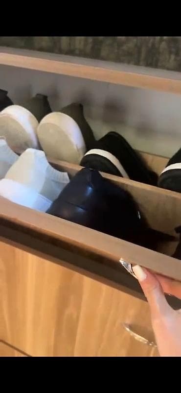 kupe şkaf: 3 qapılı, Qəhvəyi, Taxta Ayaqqabı dolabı — 2