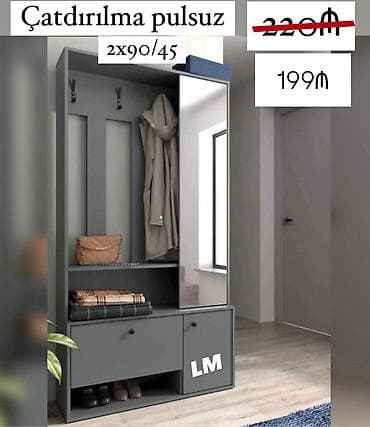 Dəhliz dolabı – təmiz laminatdan - Ölçü: 2x90/45 - Asılqanlı bölmə — 1