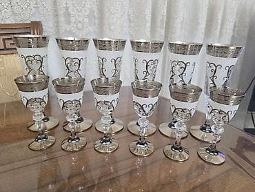 gumus qab: Qədəhlər, rəng - Gümüşü, Şüşə, 12 ədədli dəst — 1