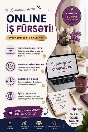 online operator iş elanları: XANIMLARA EVDEN ELAVE GELIR IMKANI💸💸💰🫰 Təsvir: - Qazancı artan onlayn — 2