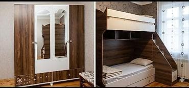Məhsul: Dolab və 2 mərtəbəli çarpayı dəsti - Material: laminat/LDSP