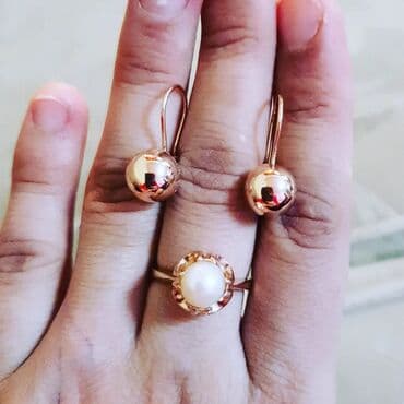 золотые комплекты с бриллиантами в баку: В комплекте: Кольцо, Серьги, Желтое золото, 585 проба — 1