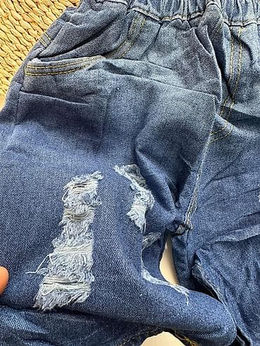 Uşaq üçün cins şort - Material: yumşaq denim (cins) - Rəng: tünd mavi — 4