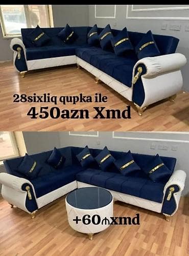 Məhsul: Künc divan dəsti (klassik-modern dizayn) - Rəng: Tünd mavi