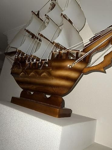 gitara simi: Taxta yelkənli gəmi maketi - Material: tamamilə taxtadan hazırlanmış — 2