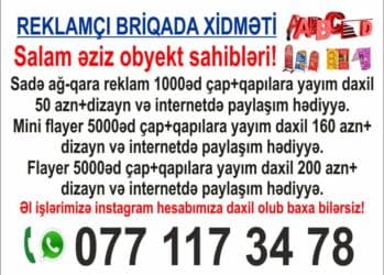 Flayer buklet çap edib binalarda mənzil qapılarına yaymaqla lalafo.az -da Flayer buklet çap edib binalarda mənzil qapılarına yaymaqla