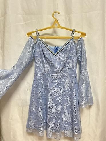 gupur donlar: Məhsul: Zərif mavi qısa don - Model: A-kəsim mini don - Parça: Çiçək — 2