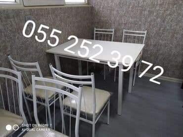 stol və stul dəstləri: Yeni, Dördbucaq masa, 4 stul, Açılmayan, Stullar ilə, Metal, Azərbaycan — 4