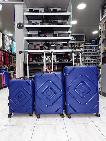 çamta: Məhsul: Səyahət çemodanları dəsti - Rəng: parlaq mavi - Korpus: sərt — 1