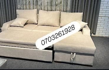 divan açilan: 1.Künc divan + pufik dəsti - Rəng: açıq bej - Künc divan L-formalı — 3