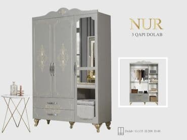 Yeni, Açılan, 3 qapılı Düz dolab, Qarderob, paltar dolabı