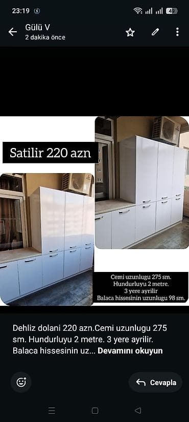 roza guller: Dehliz dolani 220 azn.Cemi uzunlugu 275 sm. Hundurluyu 2 metre. 3 yere — 1