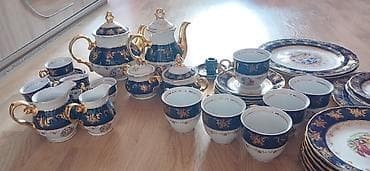 çay dəsti: Çay dəsti, rəng - Göy, Farfor, 6 nəfərlik, Çexiya — 10