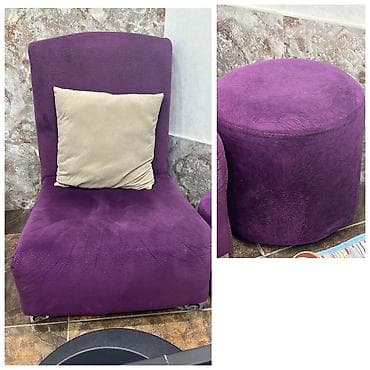 bag ucun stol stul satilir: LxKreslo ve pufik ikisi birlikdə 70azn. Ayri ayrı pufik 20azn kreslo — 1