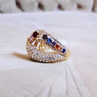 qızıl üzüklər qiymətləri 2022: Toy, Üzük, Swarovski, Sarı qızıl, 750 Əyar, Topaz — 2