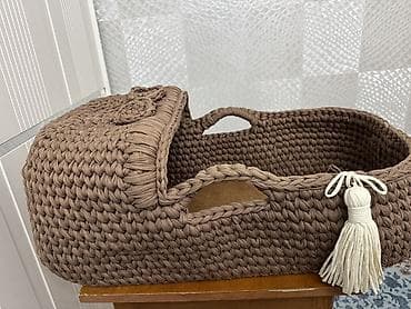 toxunma ip: Əl işi toxuma beşik-səbət - Material: qalın toxuma ip (trikotaj — 2