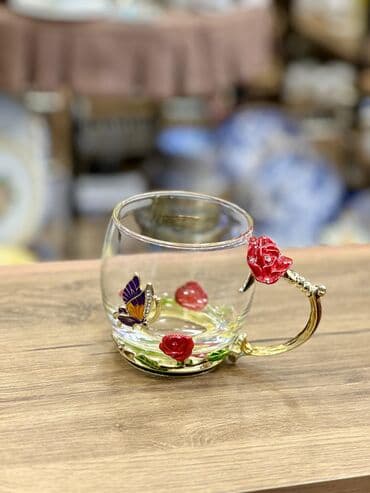 demir qab: Fincanlar, rəng - Qızılı, Şüşə, 1 əd, 250 ml, Türkiyə — 9