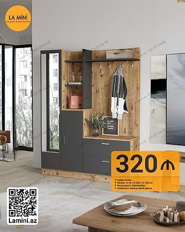 Dəhliz dolabı – La Mini dizaynı - Ölçülər: D 40 × H 200 × U 140 sm -