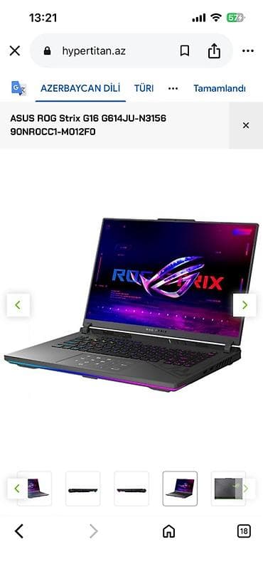 ailenet elaqe: Model ROG Strix G16 G614JU-N3156 Tip Noutbuk Təyinat Gaming Proqram — 5