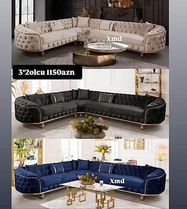 divan baki: L‑formal L‑şəkilli künc divan dəsti - Ölçü: 3×2 m (şəkildə qeyd — 1