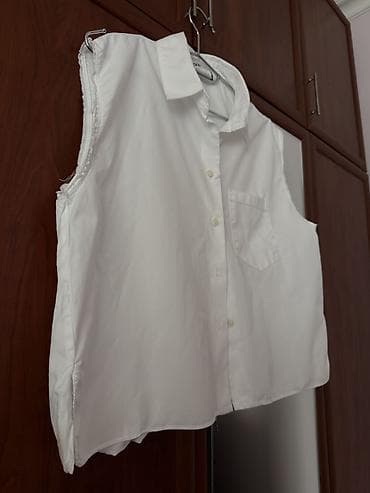 şort: Ağ rəngli, qolsuz kofta-köynək (bluz) – modern, həcmli siluet - — 1