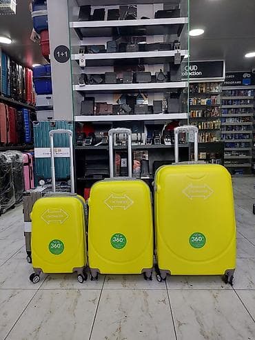 Sərnişin çamadan dəsti – parlaq sarı rəng, 3 ölçü - 3-lü dəst: kiçik