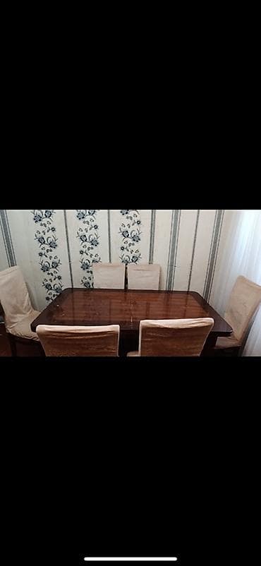 oturaca: Yemək otağı üçün masa və stul dəsti - Dəst: 1 ədəd düzbucaqlı yemək — 1