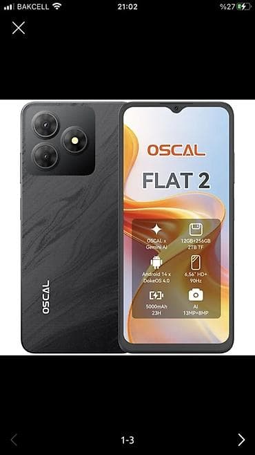 OSCAL Flat 2 smartfon - Yaddaş: 256 GB daxili yaddaş, 2 TB‑a qədər — 3