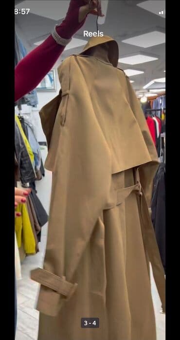 женские коричневые плащи: Uzun qadın trençkot – klassik bej/qəhvəyi ton - Model: ikiqat — 3