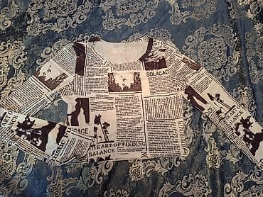 yay şalvarları: Qadın köynəyi – “newspaper print” dizaynlı, uzunqollu, dartılan — 1