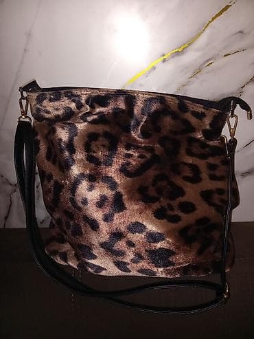 Leopard naxışlı qadın çantası,yumuşaq parçadandır — 1