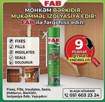FAB Premium poliuretan montaj köpüyü – peşəkar tapançalı istifadə — 2
