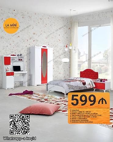 LA MİNİ – Uşaq/Otaq Mebel Dəsti Komplektin tərkibi: - Çarpayı: 90 ×